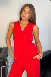 Bobbi Tailored Waistcoat Red
