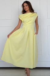 Betty Asymmetric Midi Dress Yellow