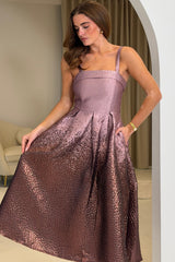 Danni Strapless Bandeau Midi Dress Lilac Ombre