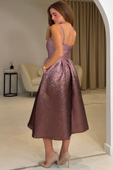Danni Strapless Bandeau Midi Dress Lilac Ombre