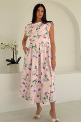 Betty Asymmetric Midi Dress Purple