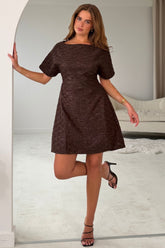 Belamy Textured Mini Dress Brown