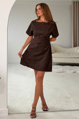 Belamy Textured Mini Dress Brown