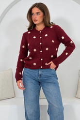 Elizabeth Polka cardigan Wine
