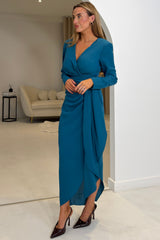 Bria Teal Wrap Maxi Dress