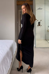 Bria Black Wrap Maxi Dress