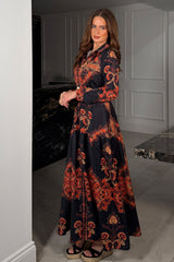 Bowie Tiered Maxi Shirt Dress In Black