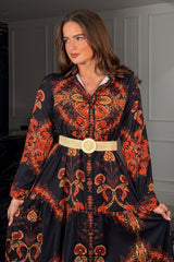 Bowie Tiered Maxi Shirt Dress In Black