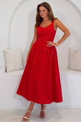 Autumn Strappy Maxi Dress Red