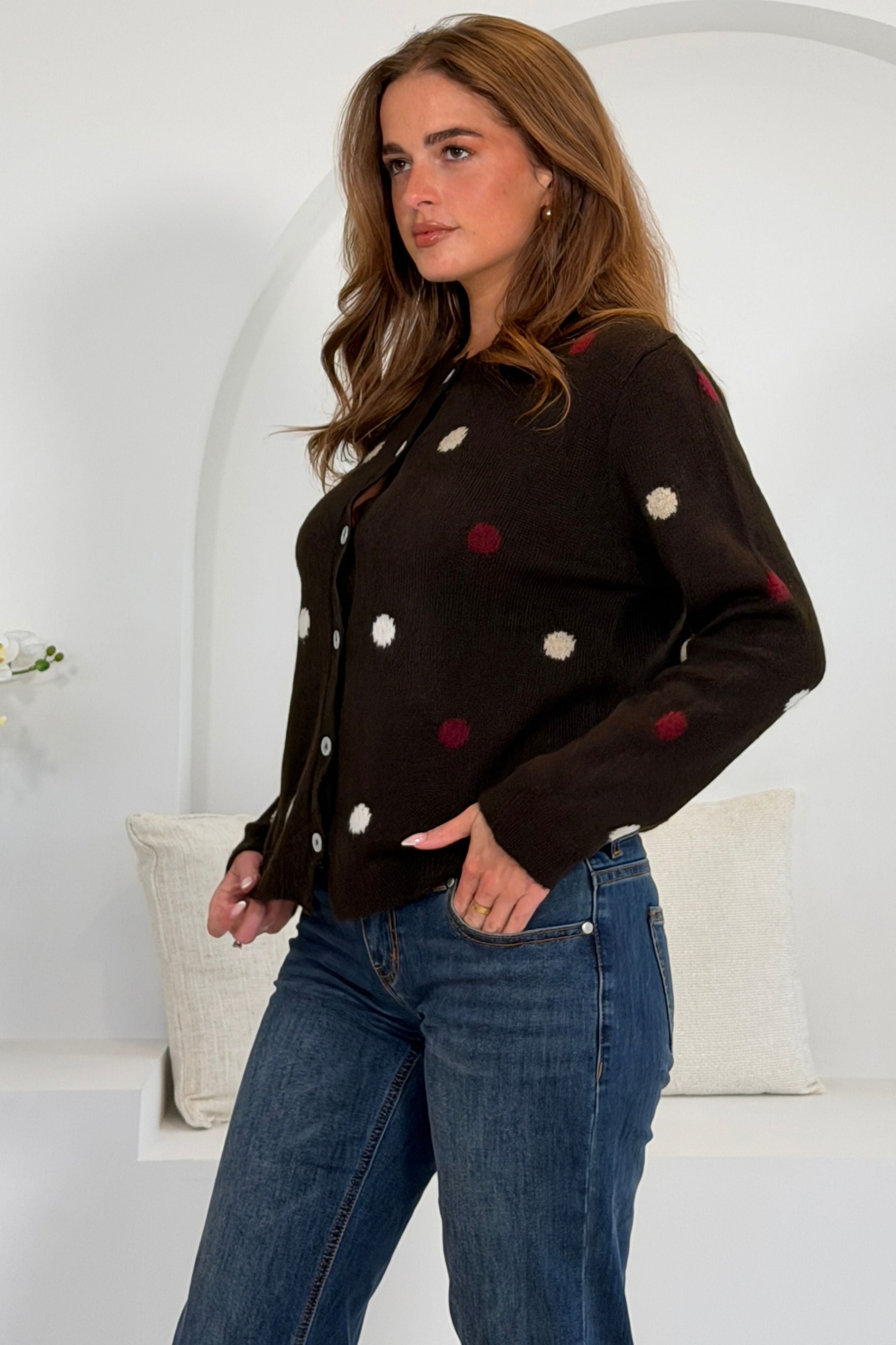 Elizabeth Polka cardigan Brown
