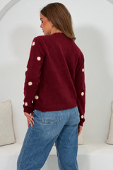 Elizabeth Polka cardigan Wine